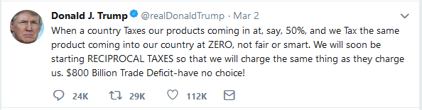 Trump tweet recipical taxes 3.4.2018