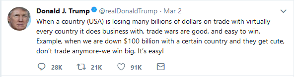 Trump tweet trade wars can be won 3.4.2018